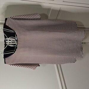 Elena Miro Black and White Striped Short Sleeve Top